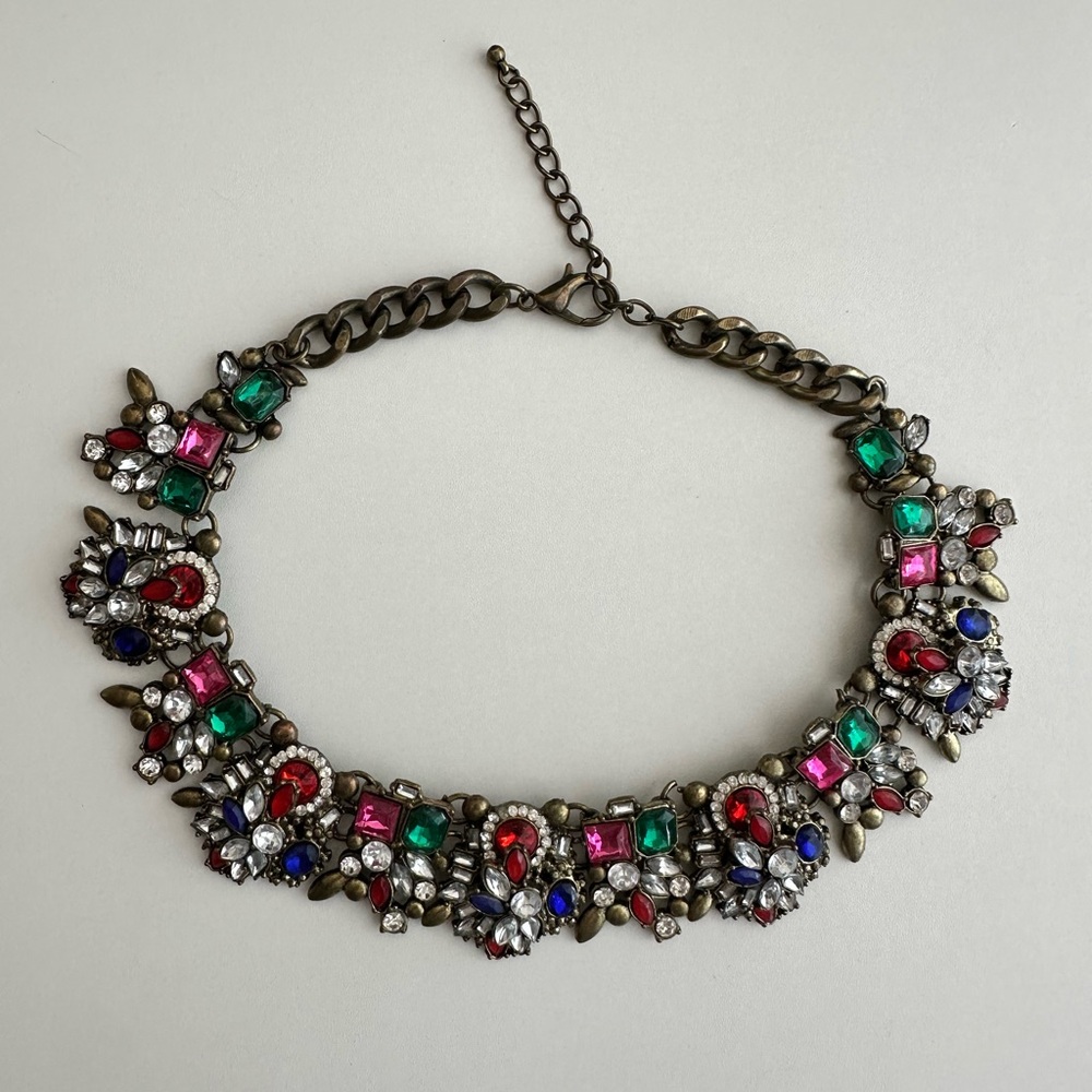 J.Crew Vintage Multicolor Gemstone Statement Necklace